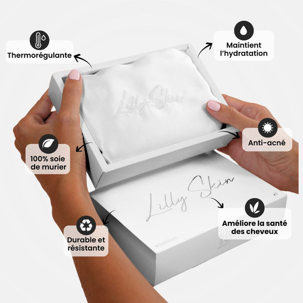 Taie Oreiller 100% Soie - Blanc