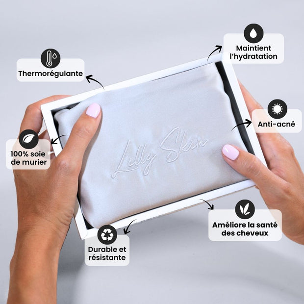 Taie Oreiller 100% Soie - Gris Perle